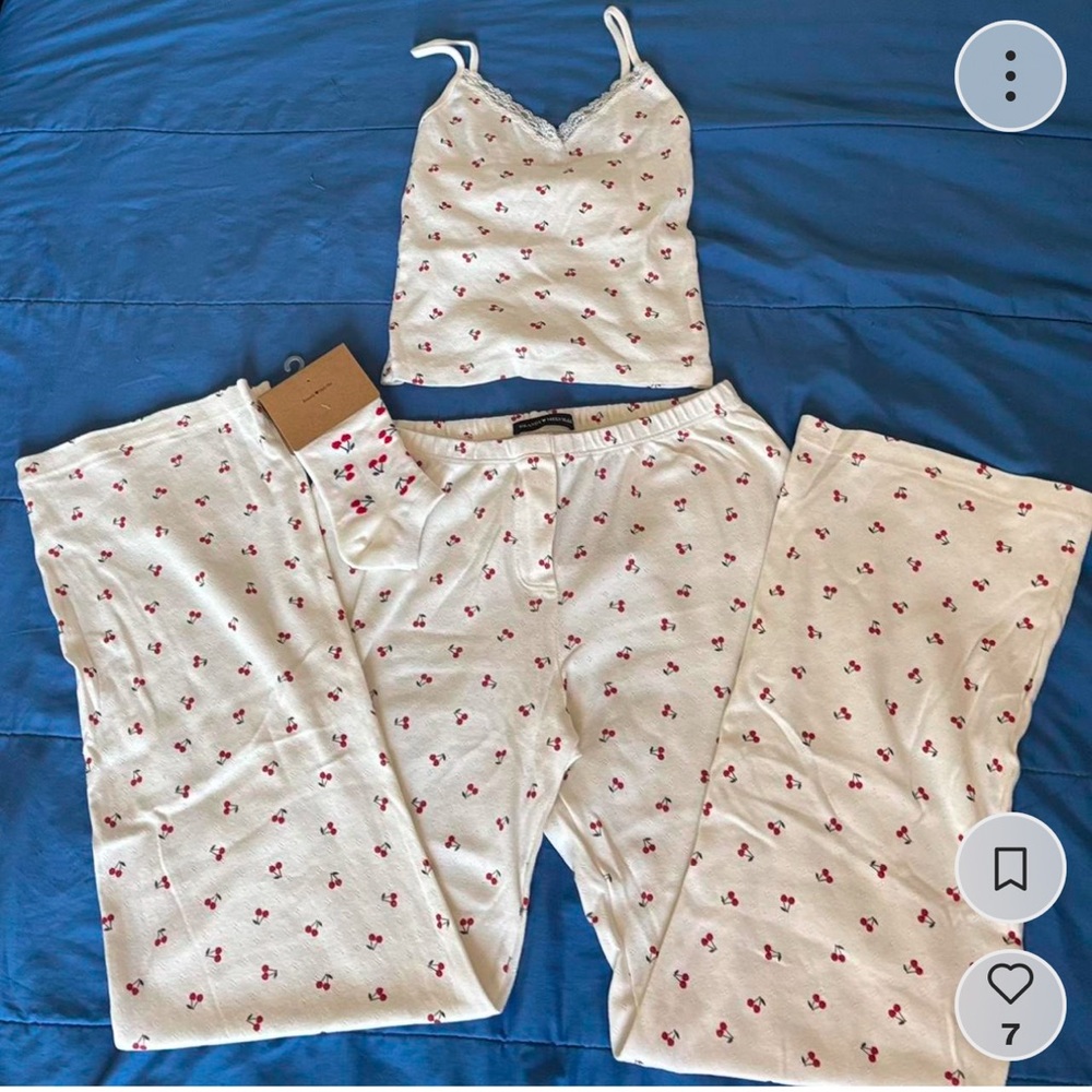Brandy Melville Cherry Pajama Set- tank top, pajama pants and  ankle socks